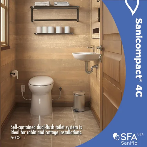 Miniatura 3 de SFA SANIFLO - Sanicompact - Inodoro macerante de doble descarga 4C - Solución de medio baño que ahorra espacio - Asiento de inodoro de cierre suave