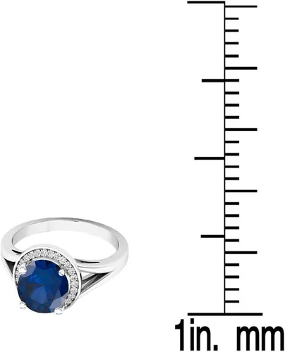 Miniatura 129 de Dazzlingrock Collection Anillo de compromiso redondo de 0.276 in con halo de diamante blanco y vástago dividido para ella en oro macizo de 14