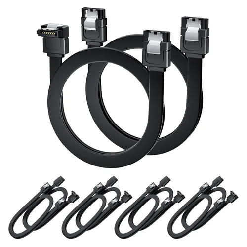 Miniatura 9 de BolAAzuL - Juego de 2 cables SATA III de ángulo recto y recto, cables de datos SATA de 90 grados + cable SATA 3 de recto a recto, cable SATA