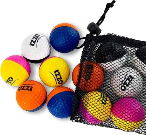 Miniatura 9 de Izzo Golf Tru Spin - Pelotas de práctica de espuma con opción de shagger/juego de práctica