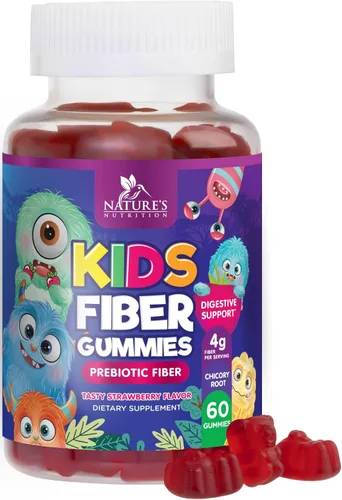 Gomitas de fibra para niños – Fibra dietética 0.14 oz por porción – Suplemento diario de gomitas de fibra para niños – Gomitas prebióticas de