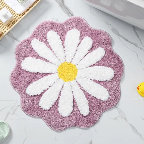 Miniatura 9 de Bonita alfombra de baño, alfombra antideslizante de absorción de agua, suave, lavable a máquina, para dormitorio, cocina, baño, inodoro, 25.6 x 25.6
