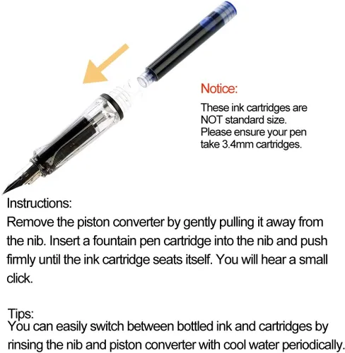 Miniatura 6 de 35 cartuchos de tinta, 0.134 in de diámetro de diámetro, pluma estilográfica de caligrafía, cartuchos de tinta de repuesto para pluma estilográfica