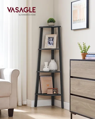 Miniatura 2 de VASAGLE Estante Esquinero, Estantería Esquinera de 4 Niveles, Estante de Escalera Industrial, Soporte para Plantas para Sala de Estar, Oficina