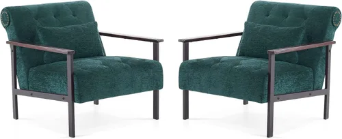 Miniatura 13 de MCombo Sillones decorativos modernos, sillón tapizado de felpilla, silla ergonómica para sala de estar HQ417 (1, azul oscuro)