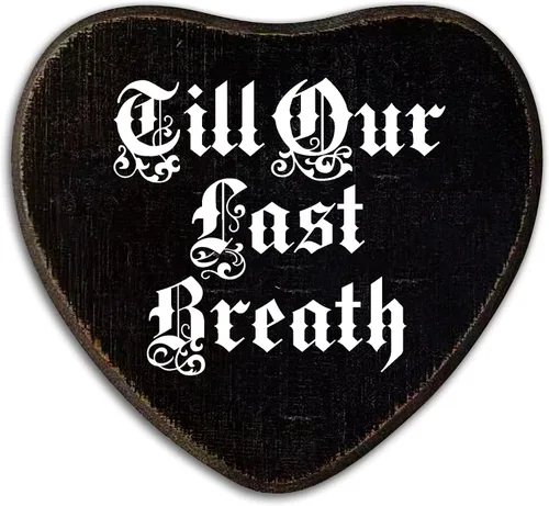 Miniatura 10 de Decoración gótica de pared – I Will Love You – Cartel colgante de madera de corazón negro – Decoración de pared retro para el hogar, sala de estar