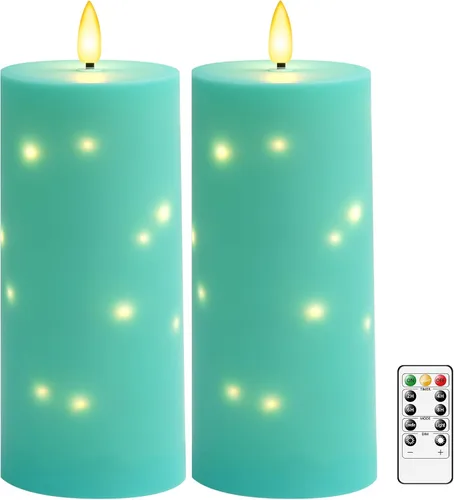 Miniatura 14 de kakoya Velas LED grandes sin llama de 11" x 4" pulgadas para exteriores, impermeables, con control remoto y temporizador, velas de pilar acrílicas