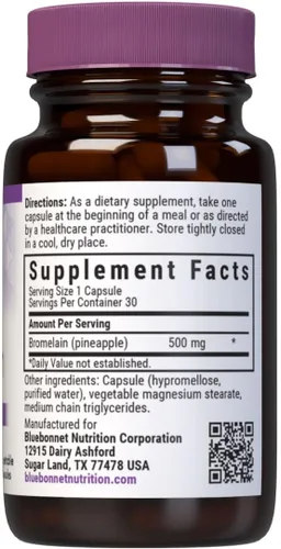 Miniatura 2 de Bluebonnet Cápsulas vegetarianas de súper bromelina, piña, 500 mg, 30
