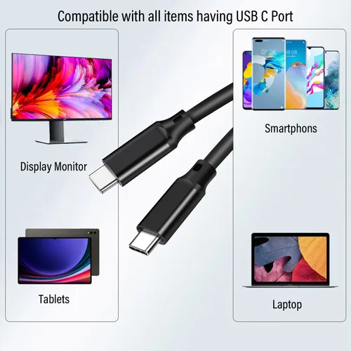 Miniatura 2 de Pocxwa - Cable de video USB-C a USB-C 3.2 Gen 2x2, cable de carga USBC de 240 W de 5 pies 4K a 144 HZ, transferencia de datos de 20 Gbps