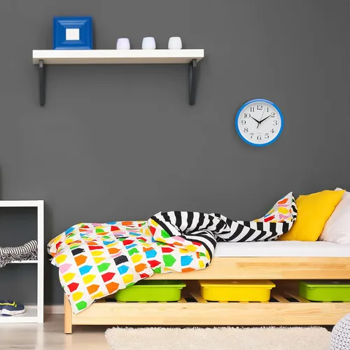 Miniatura 6 de Bernhard Products - Reloj de pared analógico de cuarzo azul de 10 pulgadas, silencioso, fácil de leer, diseño simple, ligero, fácil de colgar, a pila