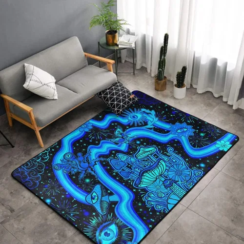 Miniatura 3 de Alfombra de área ultra suave y acogedora para niñas, niños, adolescentes, alfombra de área de juegos, hongos, flores, ojos, estrellas, plantas