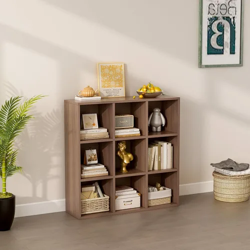 Miniatura 25 de OSCHF - Estantería de almacenamiento de 12 cubos, estantería de madera de 3 niveles con espacios abiertos para el hogar y la oficina, organizador