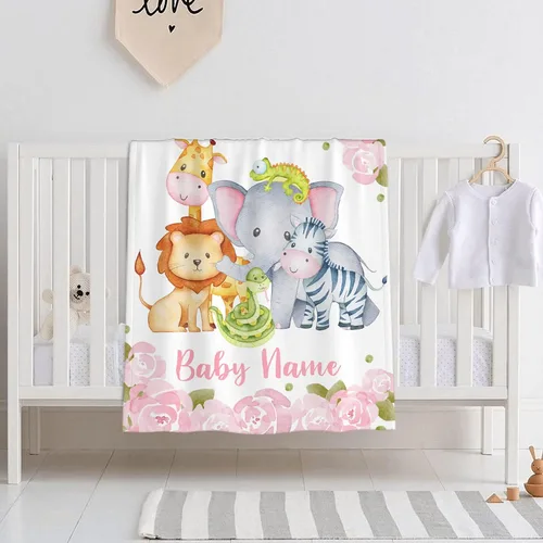 Mantas de bebé personalizadas con diseño de animales, manta personalizada con nombre para niños y niñas, manta de bebé personalizada, regalos para