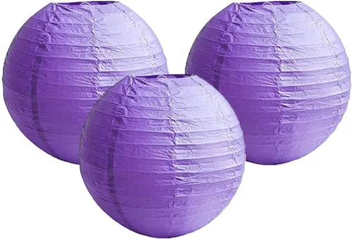 Miniatura 21 de Paquete de 3 linternas redondas de papel para decoración de boda y fiesta de cumpleaños (azul bebé, 4 pulgadas/3.9 in)