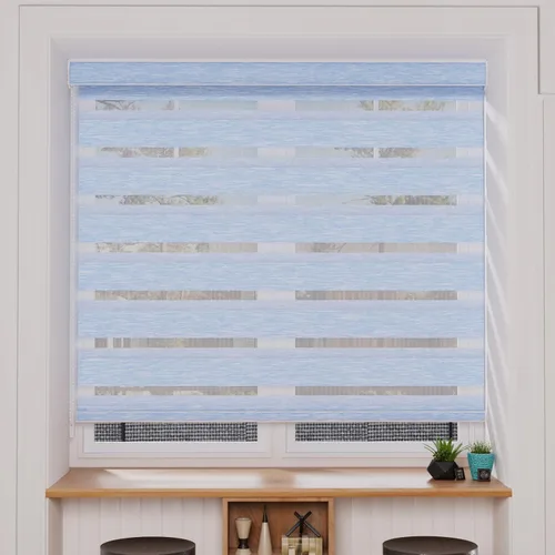 Miniatura 20 de MYshade Persianas enrollables de cebra opacas (85 %) con cordón para ventanas interiores, persianas de doble capa beige para dormitorio, baño, sala