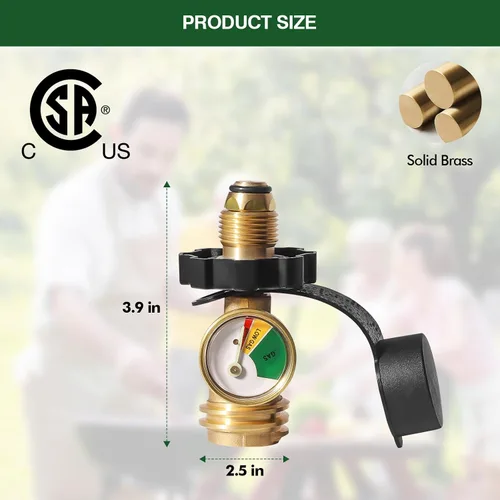 Miniatura 5 de Indicador de nivel de tanque de propano POL de ajuste universal, paquete de 2 medidores de gas propano para tanque de propano LP de 100 libras