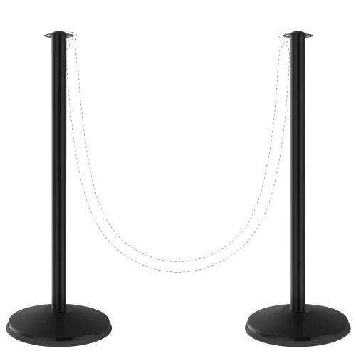 Prime - Poste de metal clásico de 40 pulgadas de alto, 2 unidades, auto-enderezamiento sin herramientas, barreras de cuerda de control de