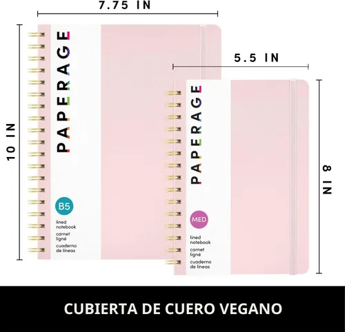 Miniatura 2 de PAPERAGE - Libreta de rayas con espiral, (color rosa), 160 páginas, diario de tapa dura para mujeres y hombres, tamaño mediano de 5.5 x 8 pulgadas