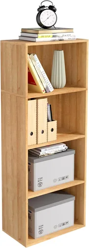 Miniatura 18 de Organizador de Almacenamiento de Madera de 3 Cubos, Estantería Baja de 3 Niveles Organizador de Exhibición de Almacenamiento Independiente, Estante