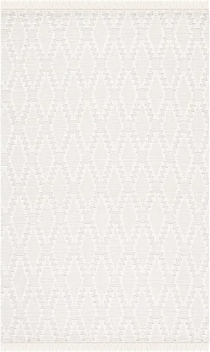 Miniatura 3 de SAFAVIEH Marbella Collection - Alfombra de pasillo de 2 pies 3 pulgadas x 8 pies, color marfil, hecha a mano, de lana con flecos, ideal para zonas