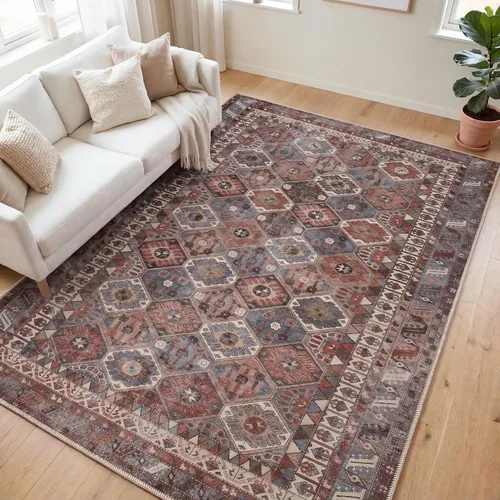 Miniatura 56 de Kuden Alfombra pequeña de 2 x 3, lavable a máquina, parte trasera antideslizante, estilo vintage, suave, pelo bajo, alfombras de área para entrada