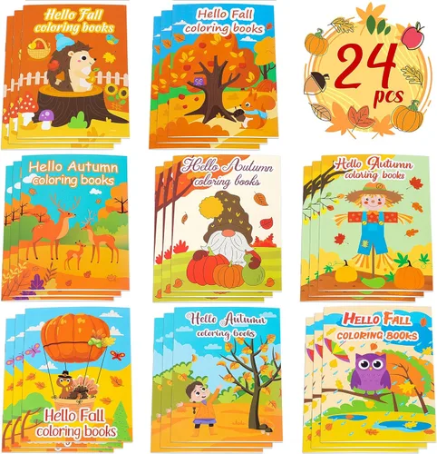 90shine 24 libros para colorear de otoño para niños, recuerdos de fiesta a granel para bolsas de regalos de 2-4, 3-5, 4-8 años