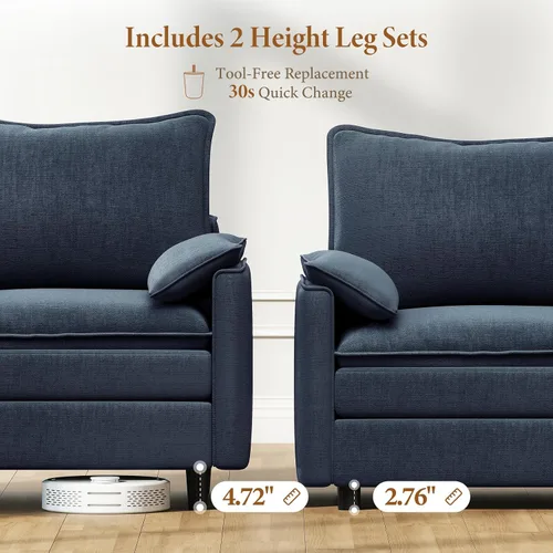 Miniatura 3 de Vesgantti Sofá modular en forma de U de 108 pulgadas, cómodo sofá modular Cloud con 2 otomanas de asiento profundo de chenilla, sofás modulares