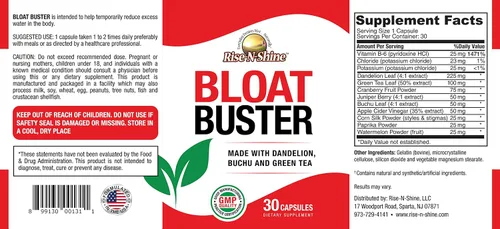 Miniatura 3 de Rise-N-Shine Bloat Buster Pastillas de agua con diente de león, té verde, vinagre de sidra de manzana y más para ayudar a la retención de agua