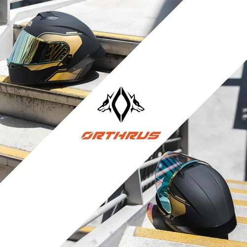 Miniatura 6 de Orthrus Casco modular LED para motocicleta de cara completa - Aprobado por el DOT, con visor abatible doble, protector solar y listo para Bluetooth