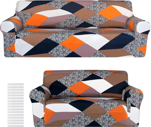 Miniatura 9 de Peryiter Milk Silk Spandex Slipcover Set for Couch Furniture Protector Covers for Sofa Loveseat Couch Arm Chair Form Fit Stretch Wrinkle Proof(2