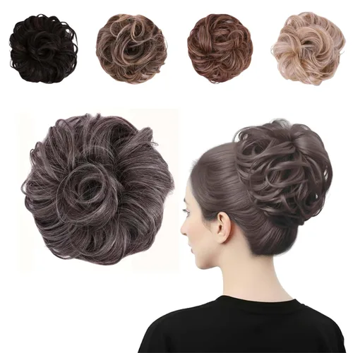 Miniatura 19 de Juvabun Messy Bun 2.0 - Extensión de cabello de moño desordenado de color gris claro, suave y ligero, para mujer, uso diario Gris claro 2.0