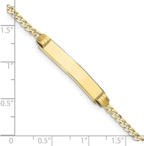 Miniatura 3 de Engravable Personalized Custom 10K Yellow Gold Flat Curb Link ID Bracelet For Men or Women Length 7 inches Width 5.44 mm With Lobster Claw Clasp