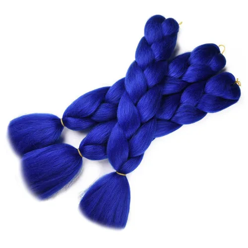 Miniatura 4 de SuCoo Extensiones de cabello trenzado Jumbo de fibra de alta temperatura, trenzas de ganchillo de 24 pulgadas, 3 unids/lote (negro)