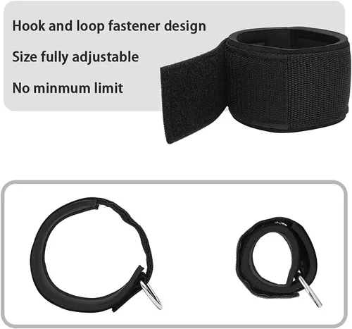 Miniatura 5 de Correas de tobillo para muñeca, 0.217 in, acolchado de neopreno, anillo en D grande para máquinas de cable, fitness, piernas y ejercicio, accesorio