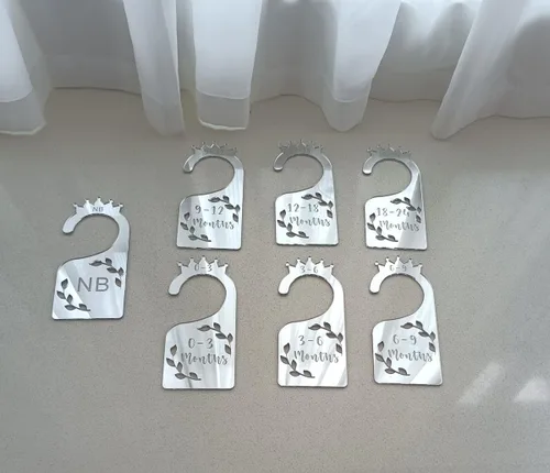 Miniatura 9 de Divisores de armario para bebé, juego de 7 organizadores de ropa de bebé con espejo acrílico para armario, hogar, guardería, desde recién nacidos