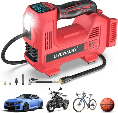 Miniatura 15 de Inflador de neumáticos inalámbrico, compresor de aire portátil, bomba de aire de neumáticos compatible con batería Makita de 18 V, bomba automática