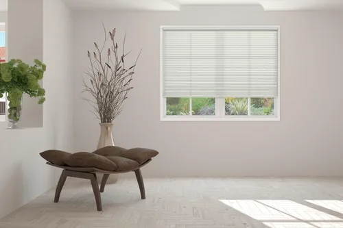 Miniatura 5 de BlindsAvenue Persiana celular de poliéster inalámbrica con panal de abeja, celda única de 9/16 pulgadas, filtro de luz, blanco, tamaño: 24 pulgadas