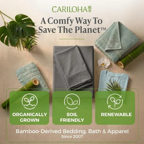 Miniatura 9 de Cariloha Aloha Soft - Juego de sábanas suaves de 4 piezas Gris Sombra King Hecho de 100% viscosa derivada de bambú Línea de sábanas Sombra