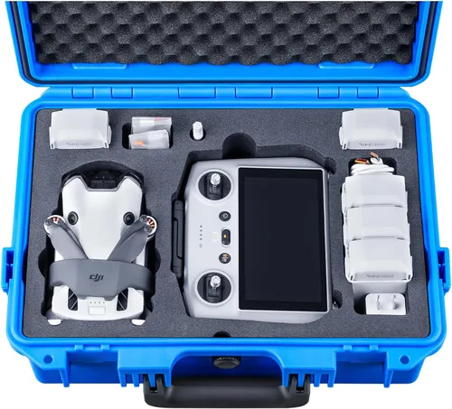 Miniatura 11 de Lykus Titan MM410 Estuche Rígido Impermeable (Amarillo) para DJI Mini 4 Pro/Mini 3/Pro y DJI RC 2/RC/RC-N2/N1, Soporte para 7 baterías y cordón RC