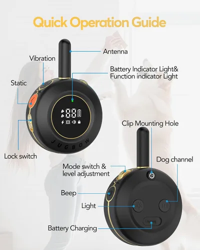 Miniatura 6 de Collar de Choque para Perros Jugbow - Collar de Entrenamiento para Perros de 1.2/1.6 km con Control Remoto para Perros Grandes, Medianos y Pequeños