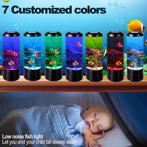 Miniatura 3 de Mini lámpara de peces de burbujas, lámpara de acuario falsa de pecera, luz de acuario cambiante multicolor con 3 luces de noche de peces