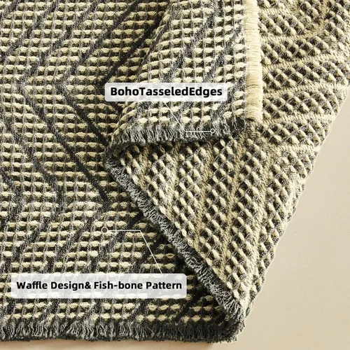 Miniatura 4 de BULULOM Alfombras de Baño Boho, Alfombra de Baño Waffle Mejorada, Alfombras de Baño Súper Absorbentes Antideslizantes, Alfombras Lavables a Máquina
