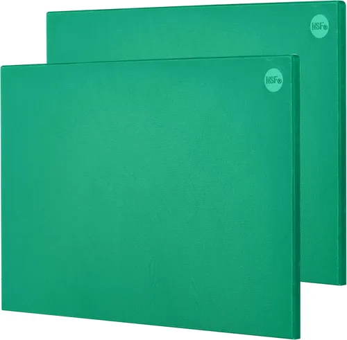 CURTA Paquete de 2 tablas de cortar verdes para cocina, 20 x 14 x 0.5 pulgadas, tabla de cortar comercial de plástico codificado con superficie