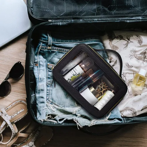 Miniatura 6 de LETGO Bolsas de maquillaje transparentes, bolsa de aseo aprobada por la TSA con cremallera, organizador de maquillaje transparente para artículos