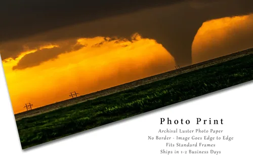 Miniatura 2 de Storm Photography Print (Not Framed) Picture of Tornado Silhouette at Sunset on Stormy Evening in Kansas Thunderstorm Wall Art Nature Decor (4" x 6")