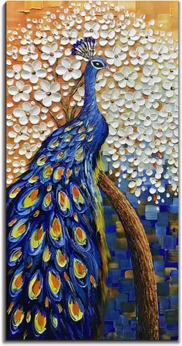 Miniatura 9 de Yotree Pintura de árbol, 24 x 48 pulgadas, óleo sobre lienzo, arte abstracto, enmarcado, pintado a mano, moderno, unisex, interior, sala de estar
