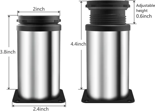 Miniatura 3 de Anwenk Patas de muebles de acero inoxidable actualizadas de 4 pulgadas, patas ajustables para gabinete, patas de escritorio, patas de mesa, patas