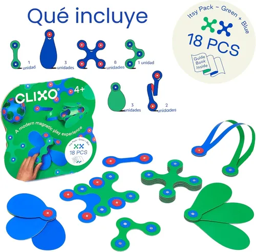 Miniatura 2 de Clixo Itsy - Juguete magnético para niños, flexible, duradero, juguete de construcción magnético que aumenta la imaginación. Experiencia educativa