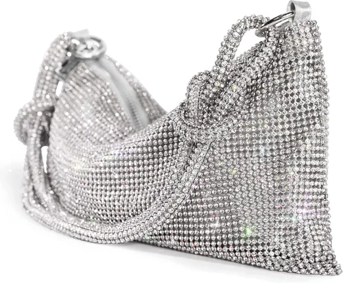 Miniatura 7 de WLLWOO WLLWOO Bolsos de mano con diamantes de imitación para mujer, bolsos de noche elegantes, bolsos cruzados brillantes para fiesta, club, boda