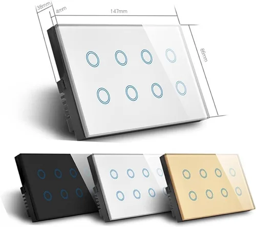Miniatura 5 de Smart Home WiFi Smart Touch Light Interruptor de pared Interruptor de cristal Panel Tuya App Smart Life Compatible con control de voz (negro)